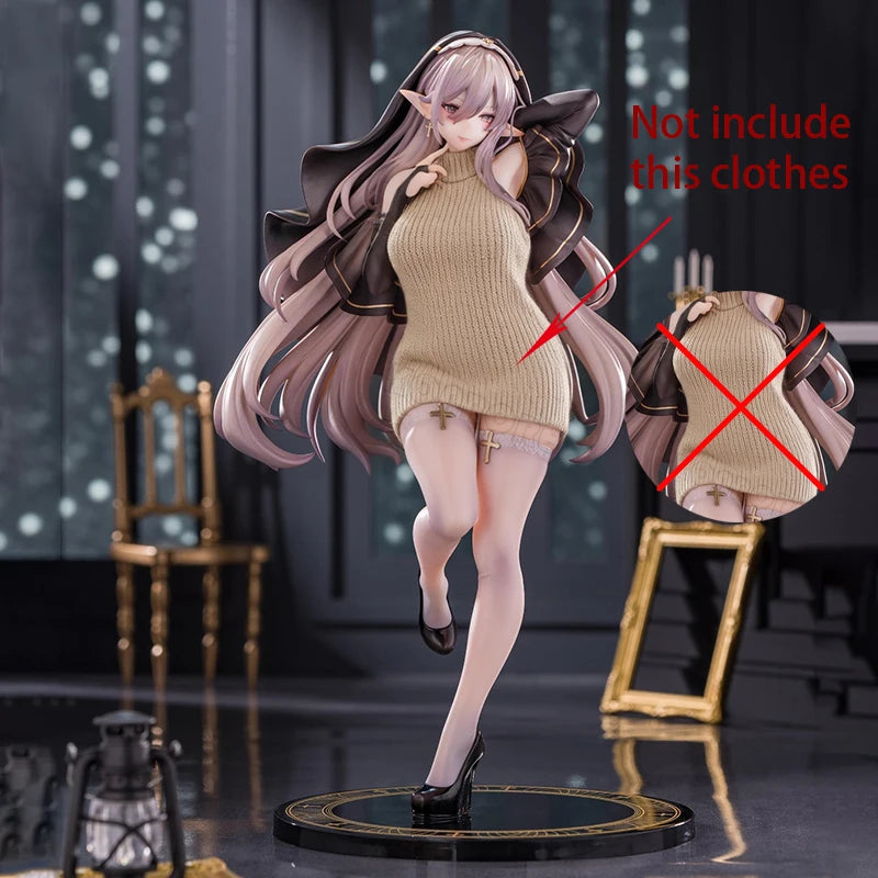 27cm PINKMANGO Shisuta-erufu By Sorananiiro Anime Girl Figure Nun/Sister Elf Action Figure Tsuki Uzaki Figurine Model Doll Toys
