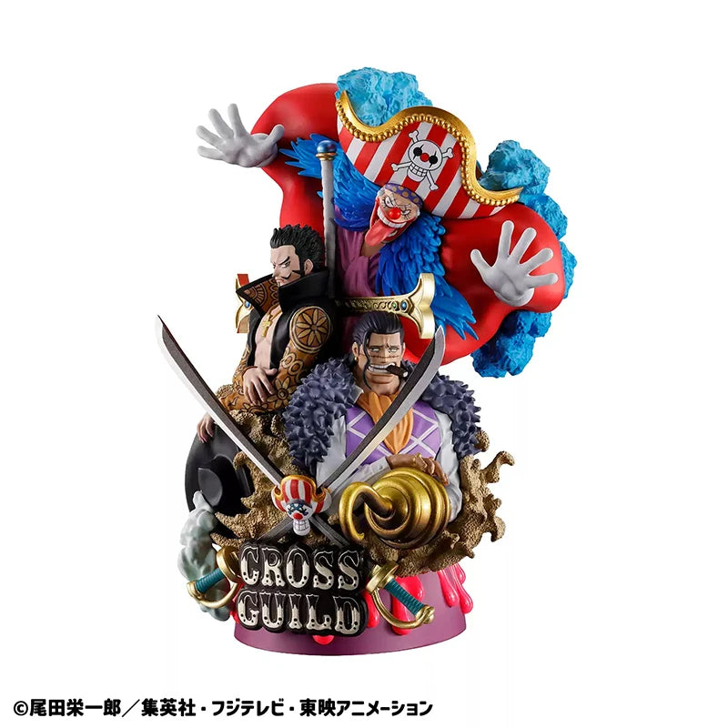 MegaHouse Original ONE PIECE CROSS GUILD Dracule Mihawk Sir Crocodile Buggy Anime Figures Action Model Toys