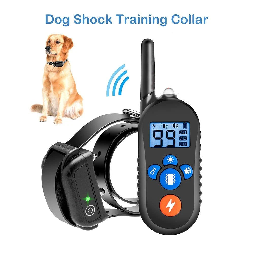 Elektrisches Hundetrainingshalsband (800 m Reichweite) mit Fernbedienung, wasserdicht, mit Antibellfunktion für alle Hundegrößen und Schockfunktion.
