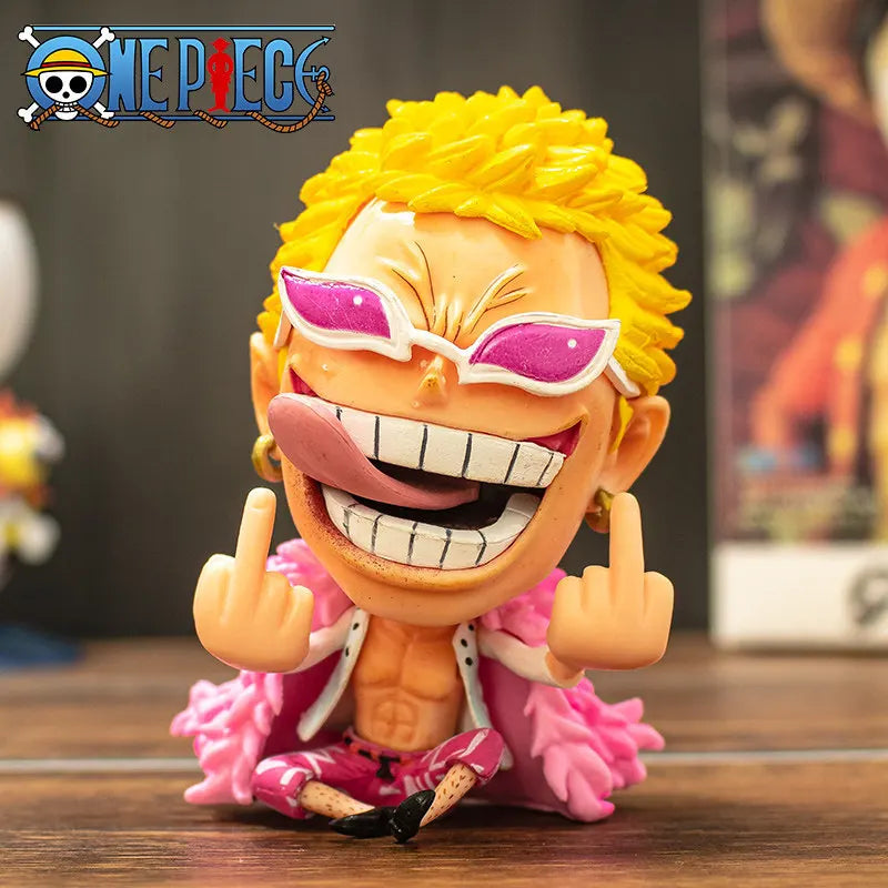 Hot 8-10cm One Piece Anime Figure Confident Smiley Luffy Roronoa Zoro Q-Version Action Figurine PVC Model Kids Toy For Christmas