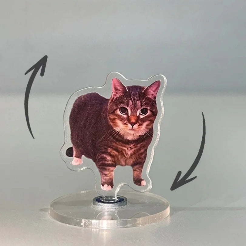 Cute Cat NEW Pattern Acrylic 360° Rotating Kitten Stands for Desk Decoration Home Decor Car Motorcycle Kids Adults Gifts