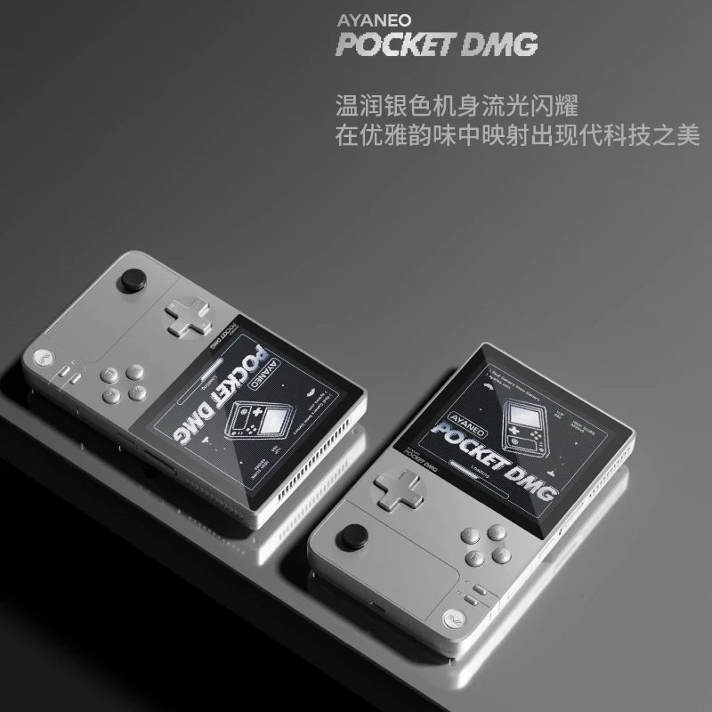 New Silver AYANEO Pocket DMG Handheld Gaming Console Snapdragon G3x Gen 2 with 3.92" OLED Screen Hall Joysticks Android 13 BT5.3