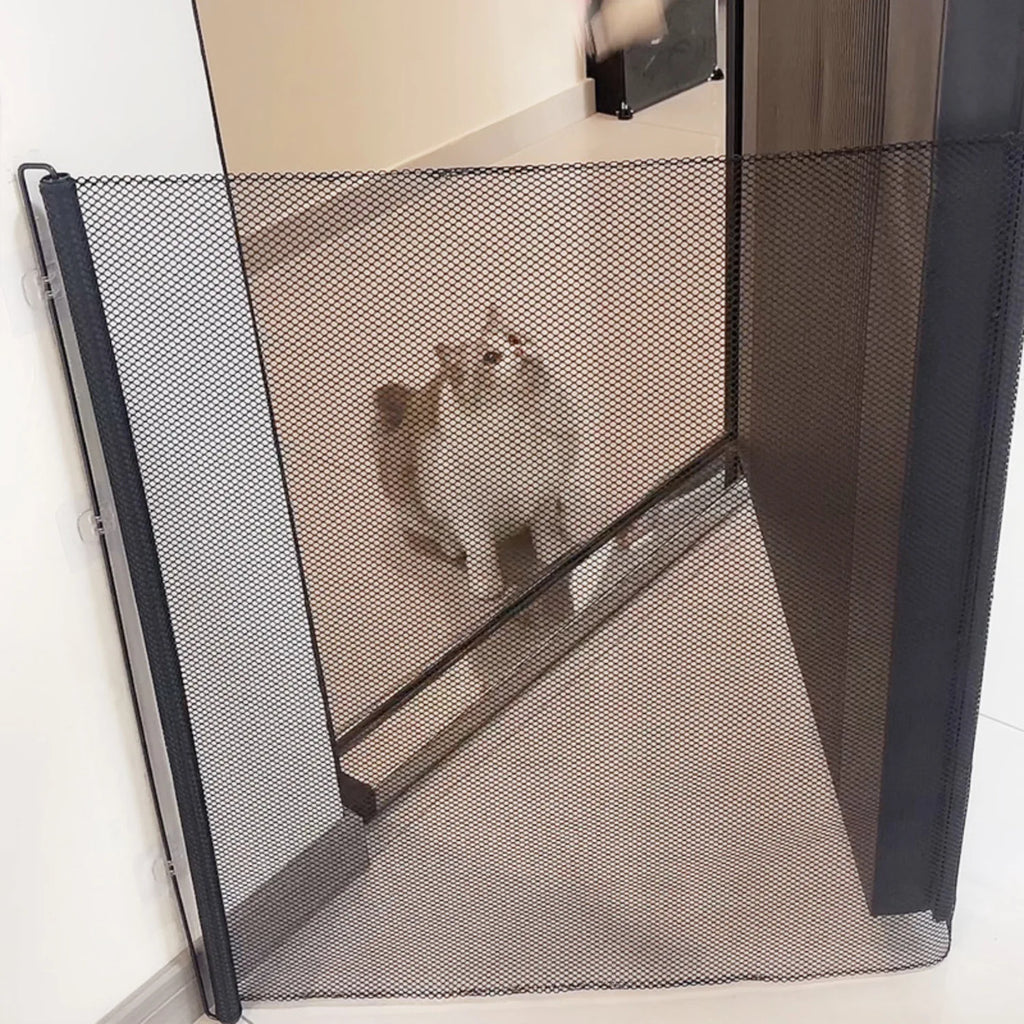 Retractable Pet Door Mesh Dog Fence Cat Fence Kitten Fence Suitable for Doorways, Stairs, Corridors Prevent Pet Vandalism