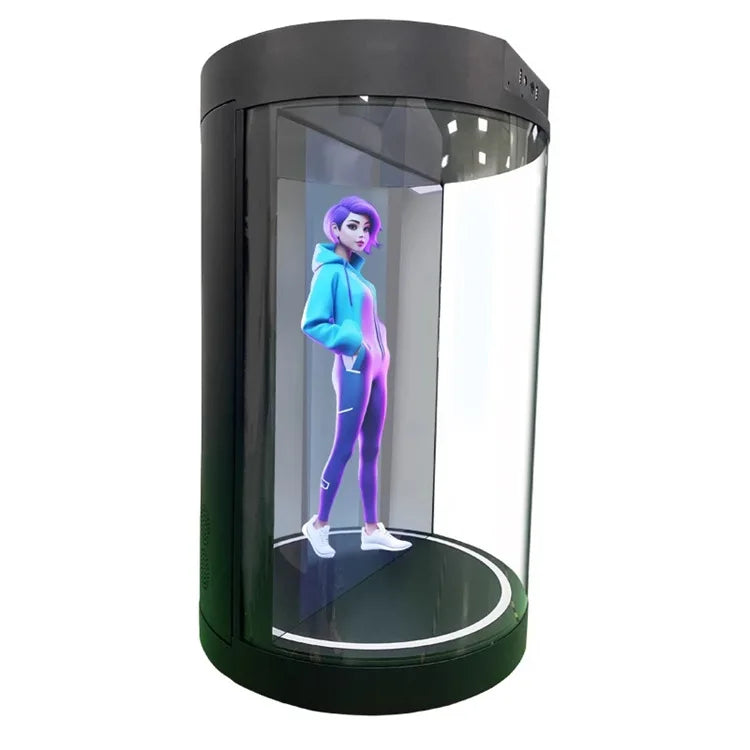 Cylinder 3D holographic projection interactive transparent display holographic 3D technology display
