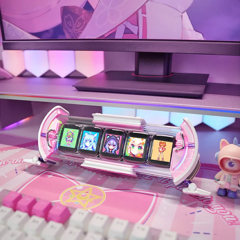 Divoom Times Gate gibt Gaming-Digitaluhr DIY-Bildschirmsteuerungsunterstützung Wettervorhersage Aktienmarkt/Wechselkurs Desktop-Dekor