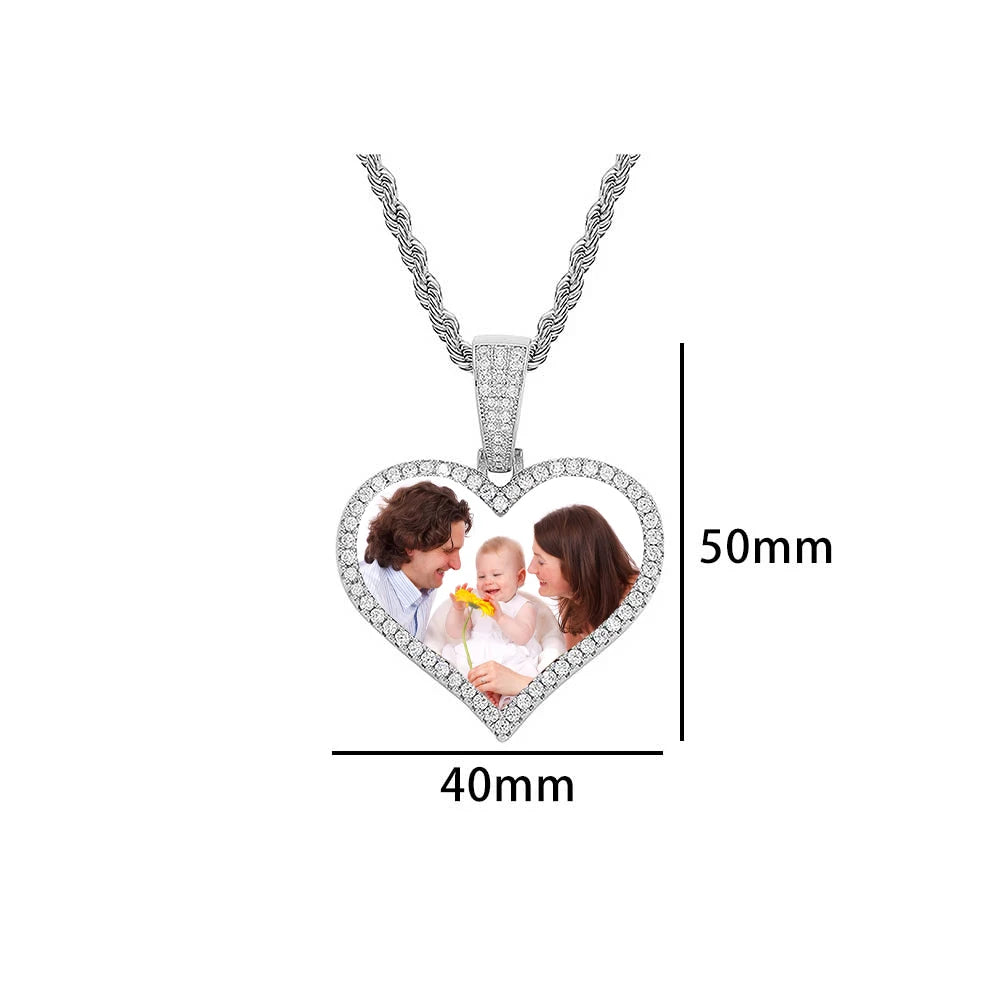 26mm/35mm/45mm Custom Photo S925 Personalized Pendants VVS Moissanite Pass Test Bling Diamond Necklaces Women Men Jewelry Gift