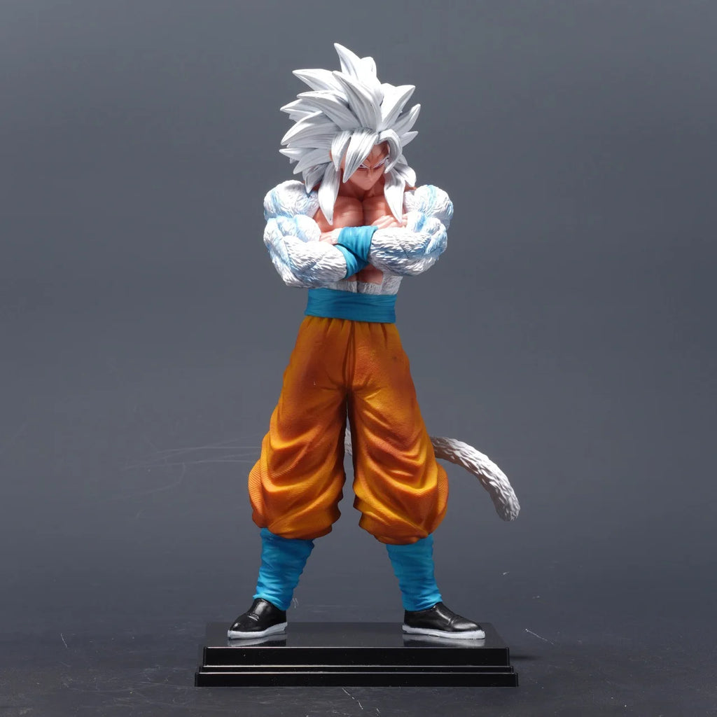 Super Saiyan Super Five Goku White Hair Double Headed Statue Collectible Action Figure Boxed Standing Sculpture Toy