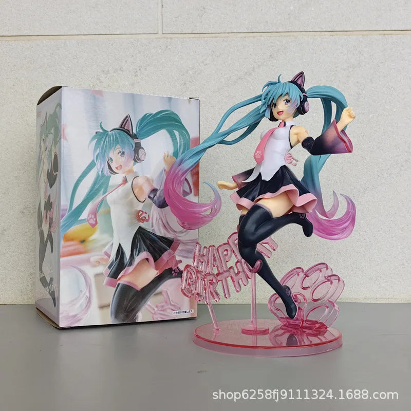 23CM Anime Hatsune Miku Figure Vocaloid Miku Love Action Figure Manga Kawaii Statue Dolls Model Toys for Girl Gift