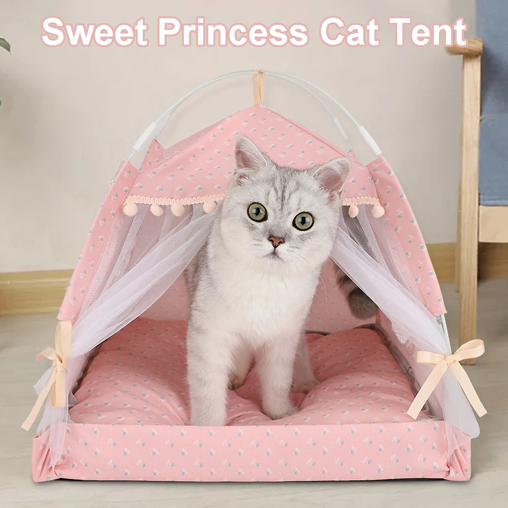 Foldable Pet Cat Tent Bed Four Seasons Universal for Cat and Dog Pet Nest Summer Cool Mat Portable Breathable Cat House Cave Hut