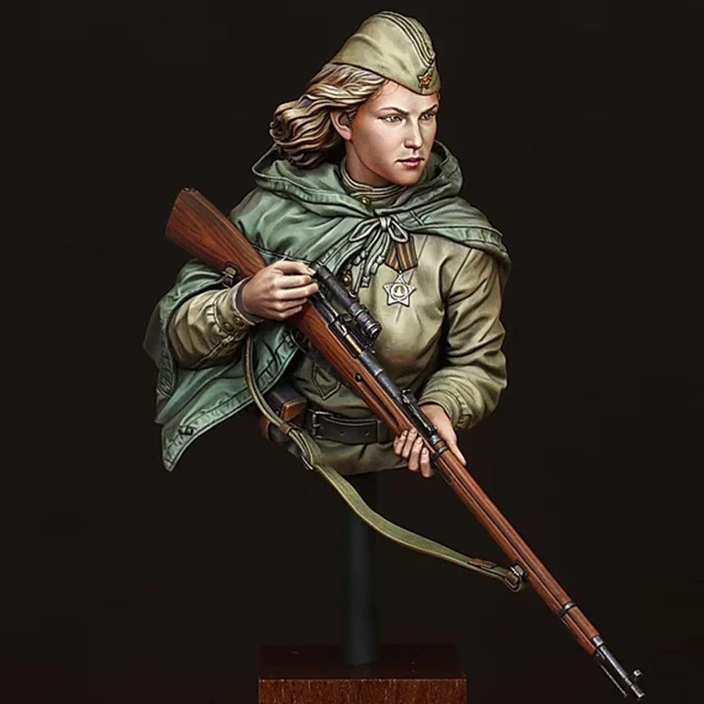 1/10 WW2 RED ARMY FEMALE SNIPER, Resin Model figure Bust, GK, WWII Military theme, Unassembled and unpainted kit