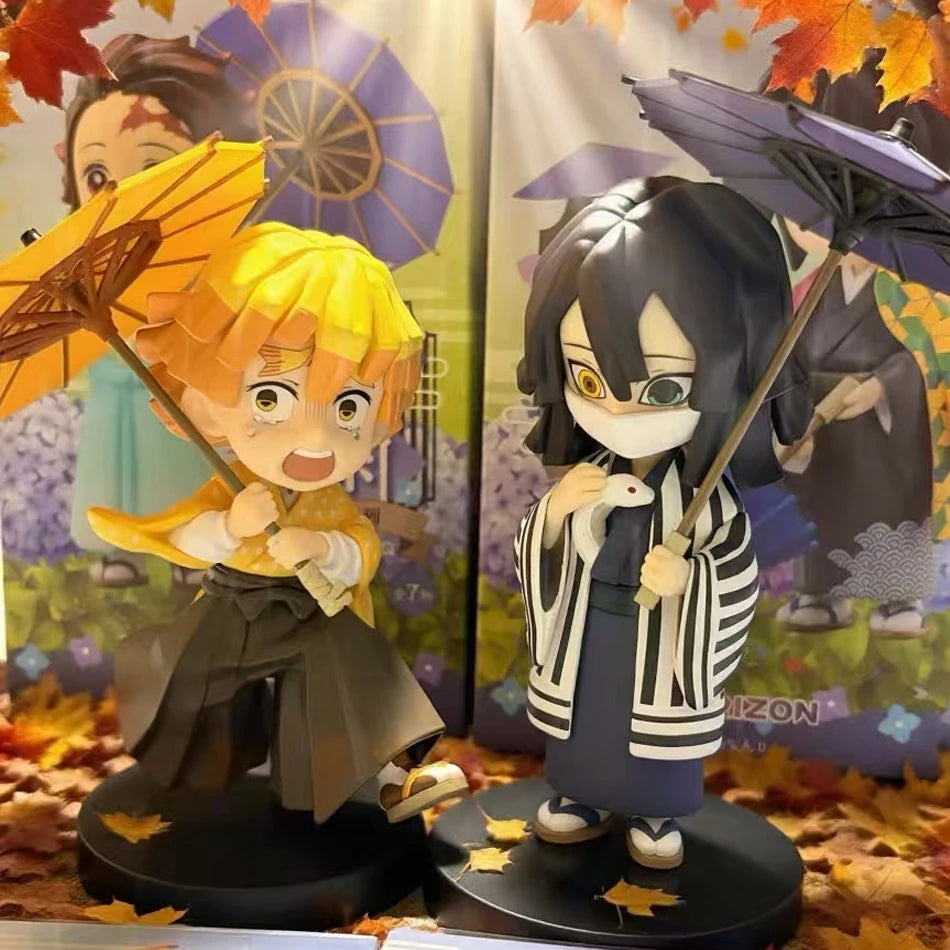 In stock 12cm kawaii  Demon Slayer Plum Rain Series with Box Handmade Model no Yaiba Kamado Nezuko Action Figure Ornament Gift