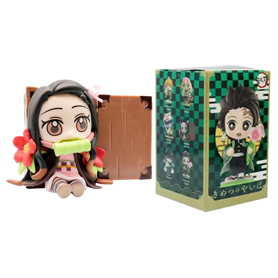 Anime 6Pcs/Set Q Version Demon Slayer Figurine  Boxed Model Ornament Accessory Cartoon Movability Kits Mascot Kid Toy Gift