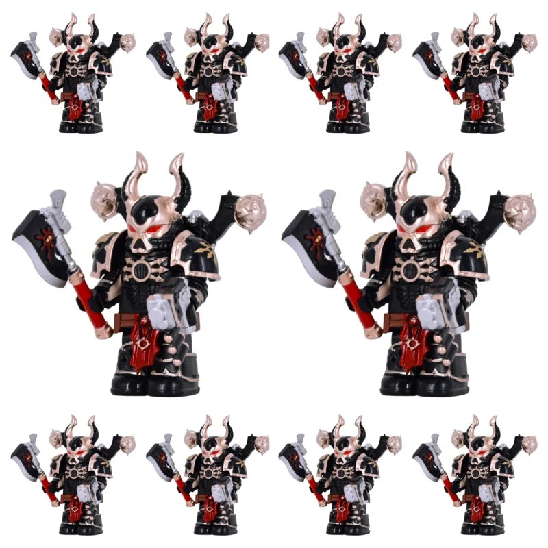 Warhammer 40k Chaos Space Marine Action Figure - Black Legion, Green Eye Lens, Spiked Armor, Combi-Bolter, Collectible Miniature