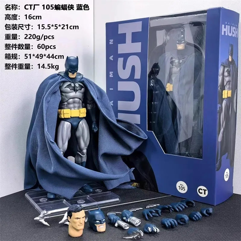 2025 New CT Toys Batman Action Figure Hush Blue Mafex 105 Black Version Bat Man Anime Figurine Model Collection Kid Toys Gifts