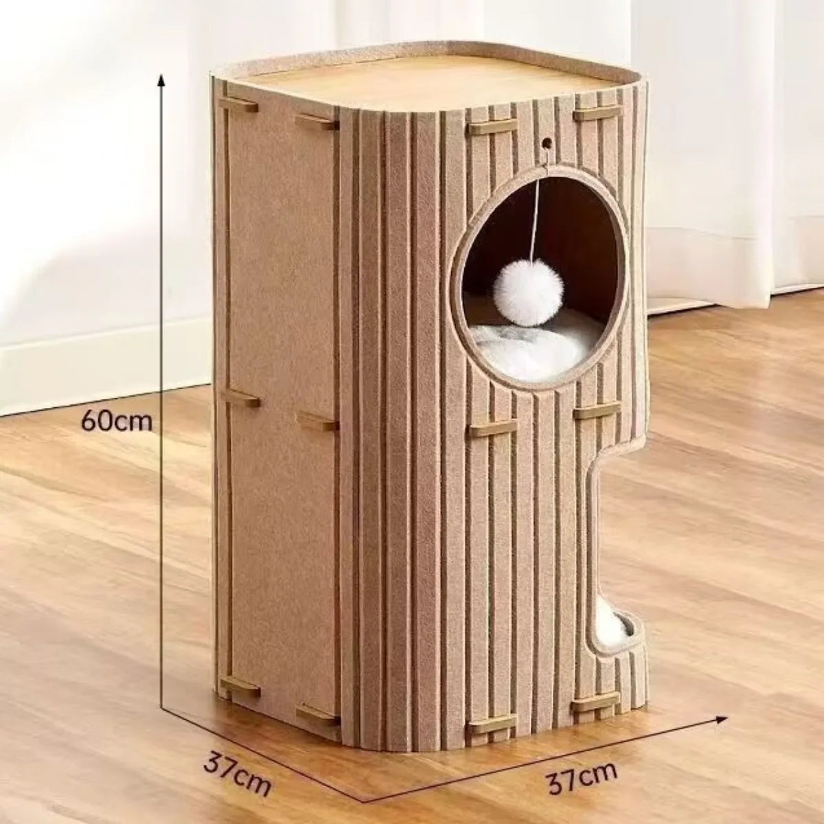 3 Storey Cat Bed Cave Hideaway Scratch Resistant Cat House Covered Tunnel Condo for Indoor Outdoor Cats Resting Multiple Cats