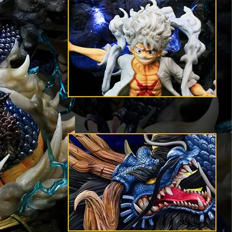 24cm One Piece Figures Luffy Vs Kaidou Anime Figures Luffy Gear 5 Statue Nika Luffy Figurine Gk Figurine Model Doll Toys Gift