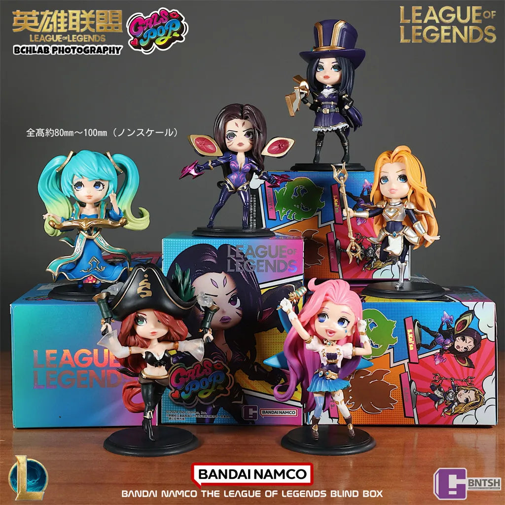 Bandai Gals Pop League Of Legends Lol Blind Box Q Edition Handmade Model Car Ornament Doll Trendy Play Handmade Gift