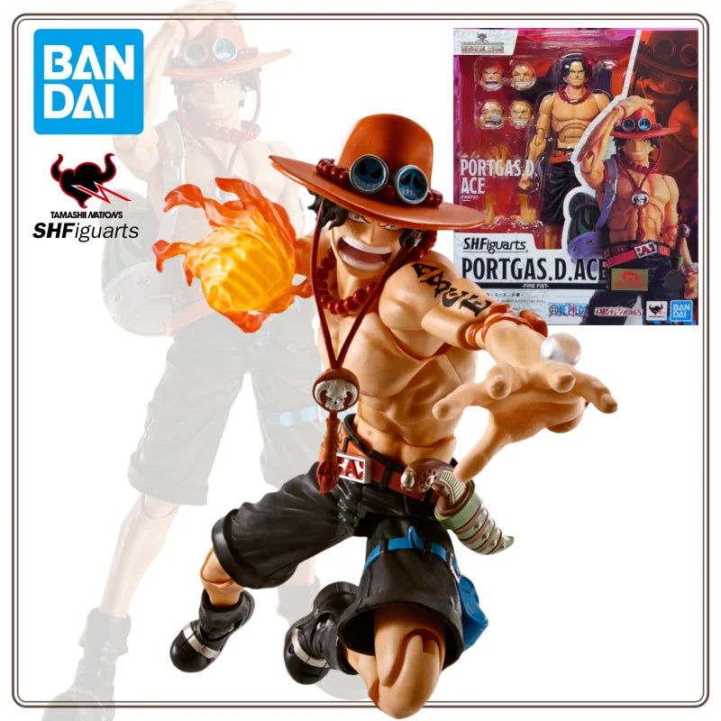 Bandai SHF S.H.Figuarts One Piece PORTGAS.D.ACE FIRE FIST Figure Finished Model Anime Action Toy Gifts for kids  SOLDIER SET
