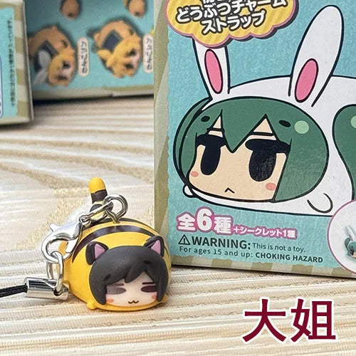 1pcs Boxed Anime Hatsune Miku Kaito Rin Len Kawaii Bee Q Version Figure PVC Model Toys Key Ring Pendant Gifts