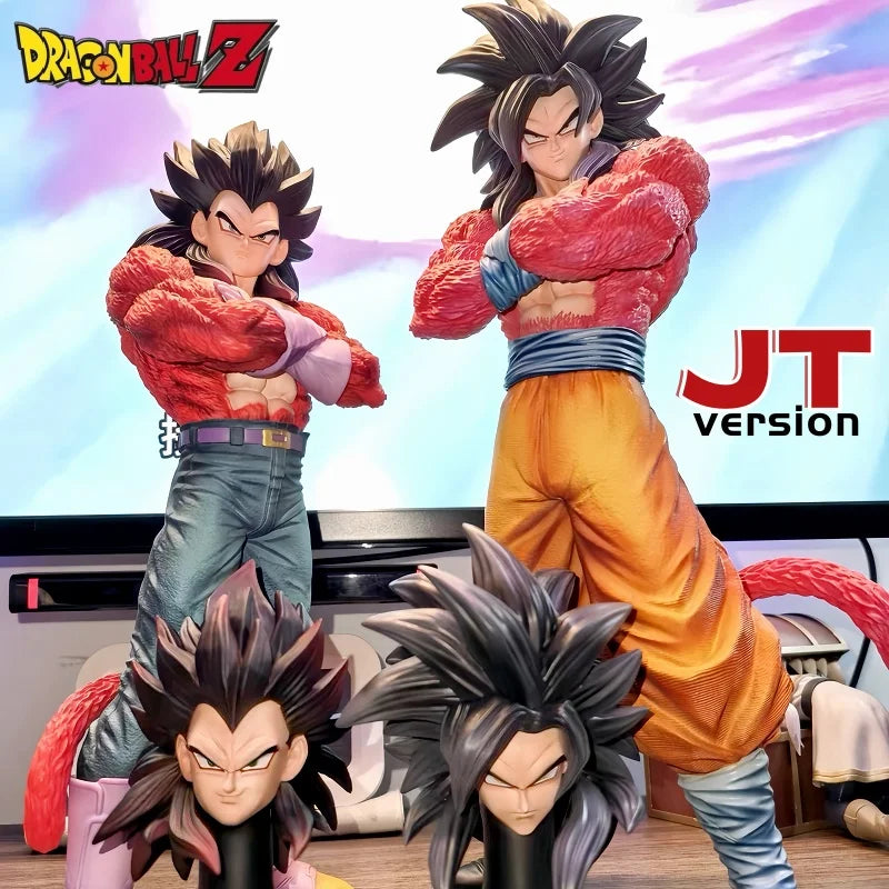 Jt 32cm Dragon Ball Z Double Heads Super Saiyan Son Goku Planb Figure Ssj4 Pvc Model Statue Dolls Collections Decor Toys Gifts