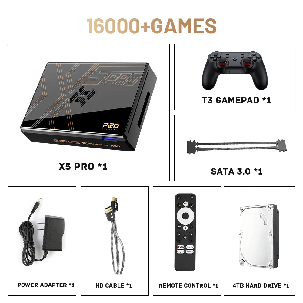 Kinhank Super Console X5 Pro Retro Game Console with 16000 Games for PS2/PS1/SS/DC/N64 with 4T HDD Plug and Play Game Player