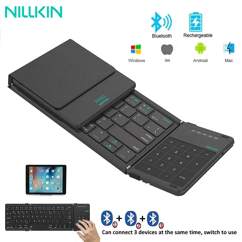 NILLKIN Folding Bluetooth Keyboard With Touchpad For Smartphone Windows IOS Android PC Office Mini Portable Wireless Keyboard