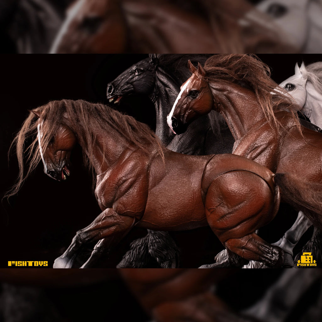 In Stock 23cm Fish Toys Horse Aciton Figure  1/12 Pvc Model Waste Land Series Panchromatic Horse Animal Statue Customized  Toys