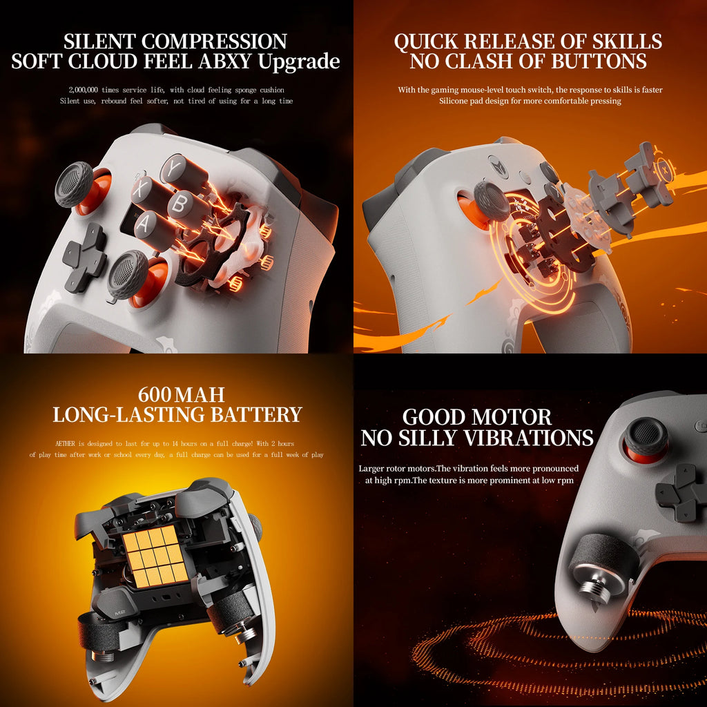 New Black BIGBIGWON Aether C6 Wireless Gaming Controller 1000Hz Dual-Hall Gamepads with Intelligent Control Screen for PC