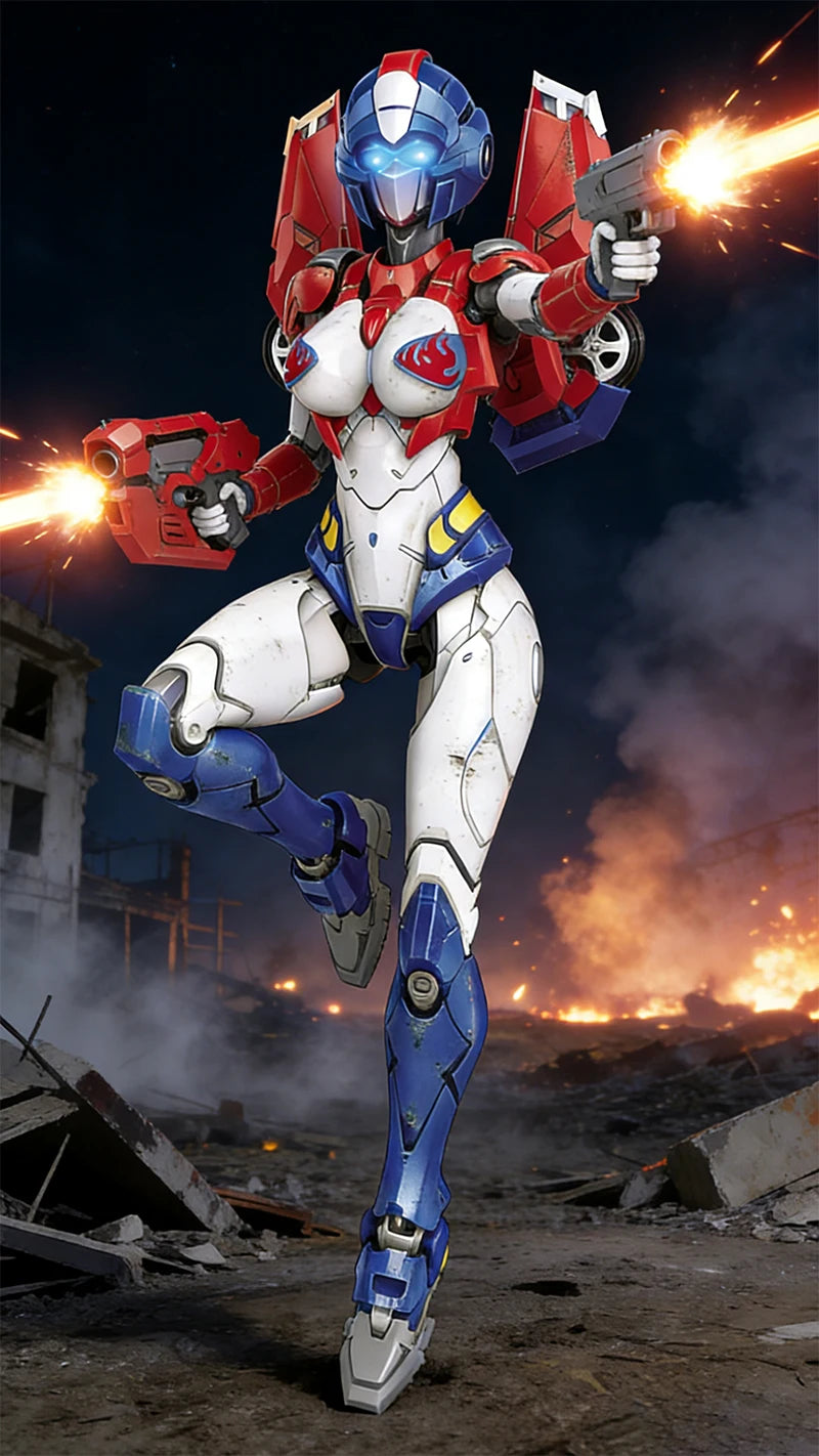 2026.Upgraded Arcee Sassy Mecha Action Figure Assemble Model Toy With Light Up Eyes Large Sword Collectible Robot Building Kit