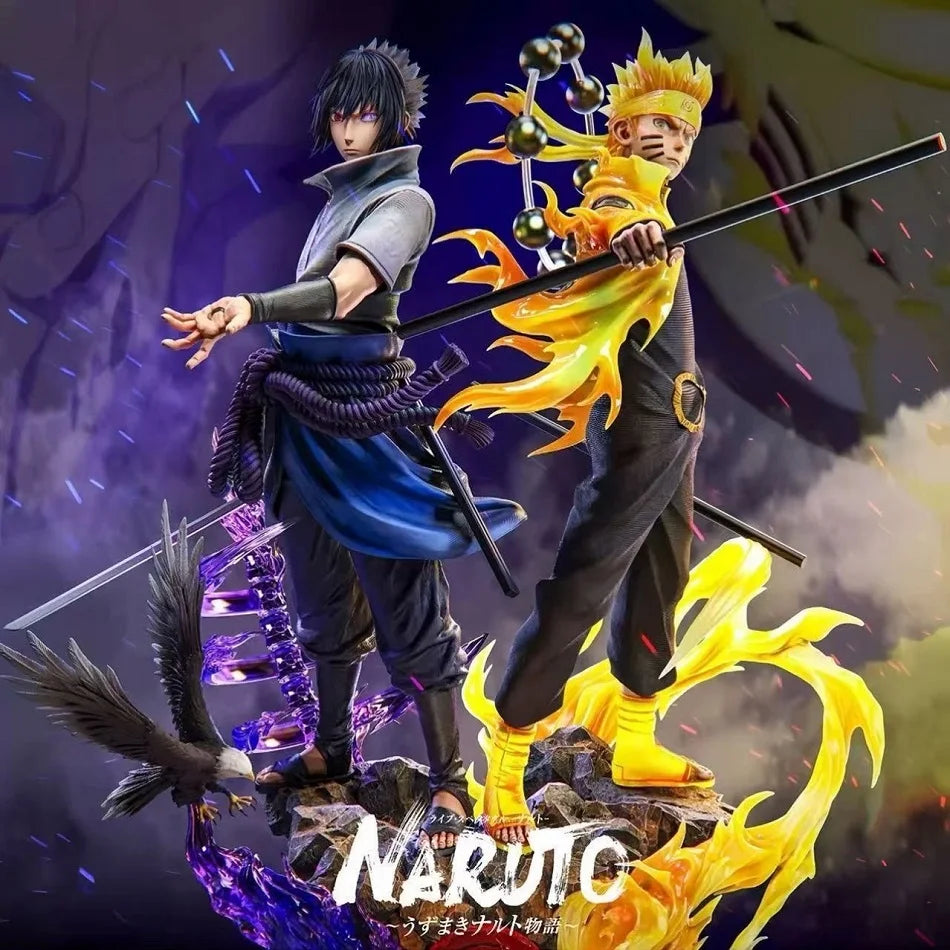37cm Naruto Anime Figure Rikudousennin Mode‌ Uzumaki Naruto Uchiha Sasuke Action GK Figures PVC Statue Cartoon Model Toy Gifts