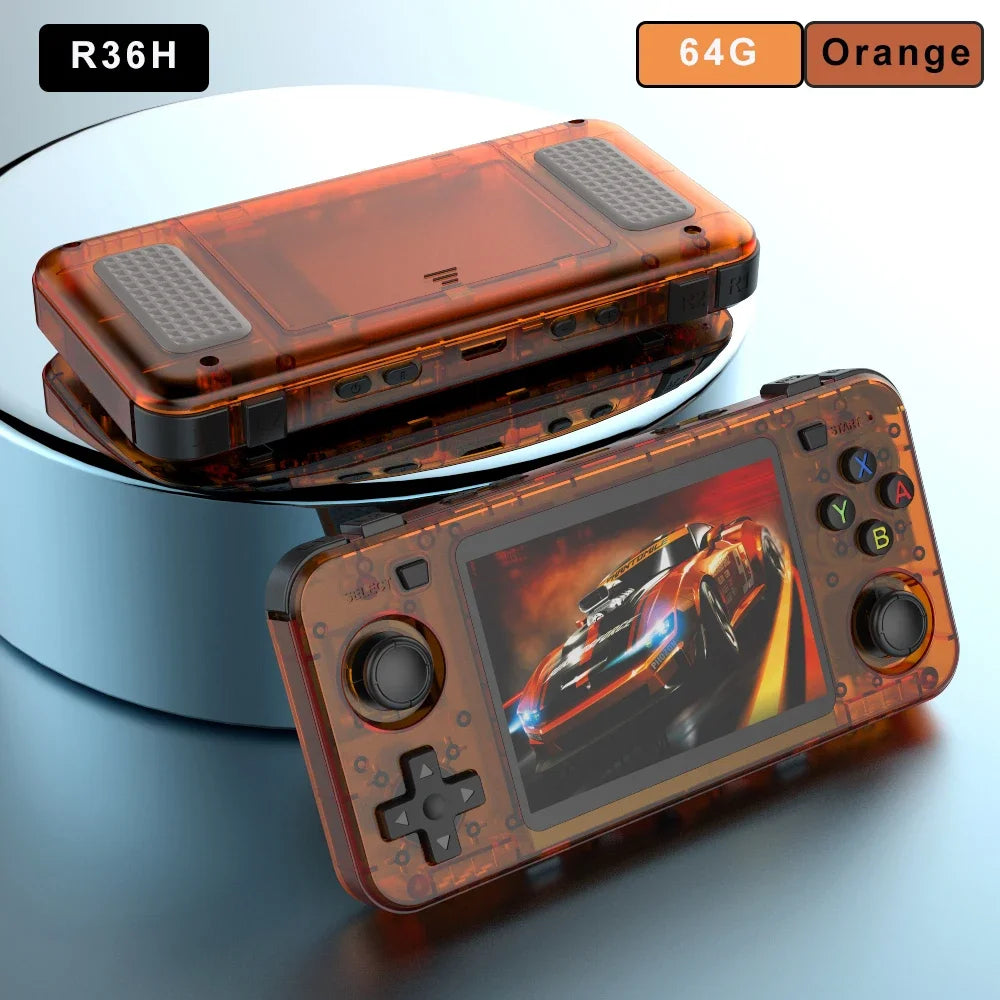 BOYHOM Neue R36H Handheld-Spielekonsole 3,5-Zoll-IPS-Bildschirm Linux RK3326 Retro-Videospiel-Player 3000 mAh 64G 10000+ klassisches Spiel