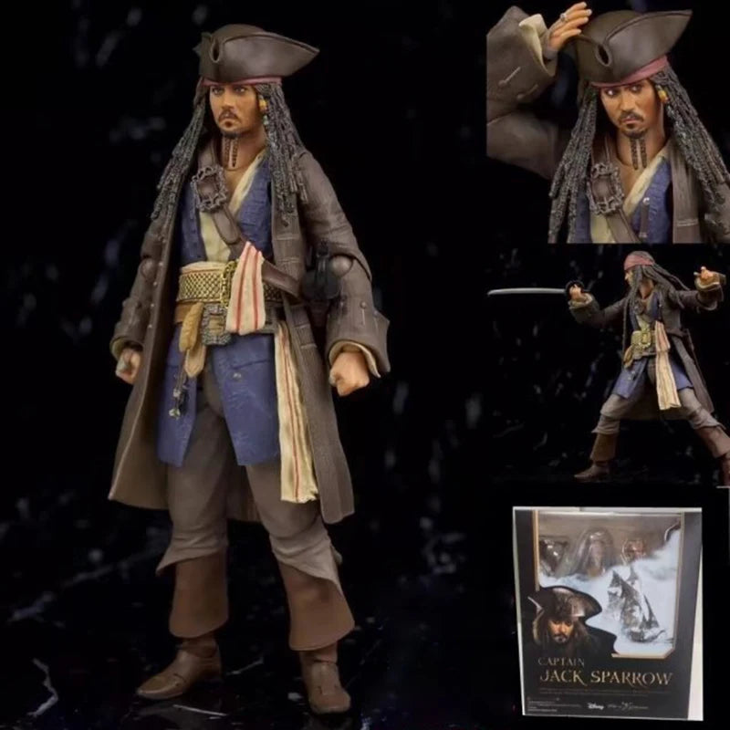 SHFiguats Pirates of the Caribbean Captain Jack Sparrow Action Figure Anime Collectable Model Toy For Christmas Gift