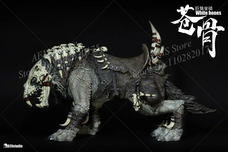 D20 Studio 37Cm 1/12 Scale Collectible Figure Wolf Orc Mounts Giant Wolf Mount White Bone Movable Wolf For 6" 7 "Action Figure