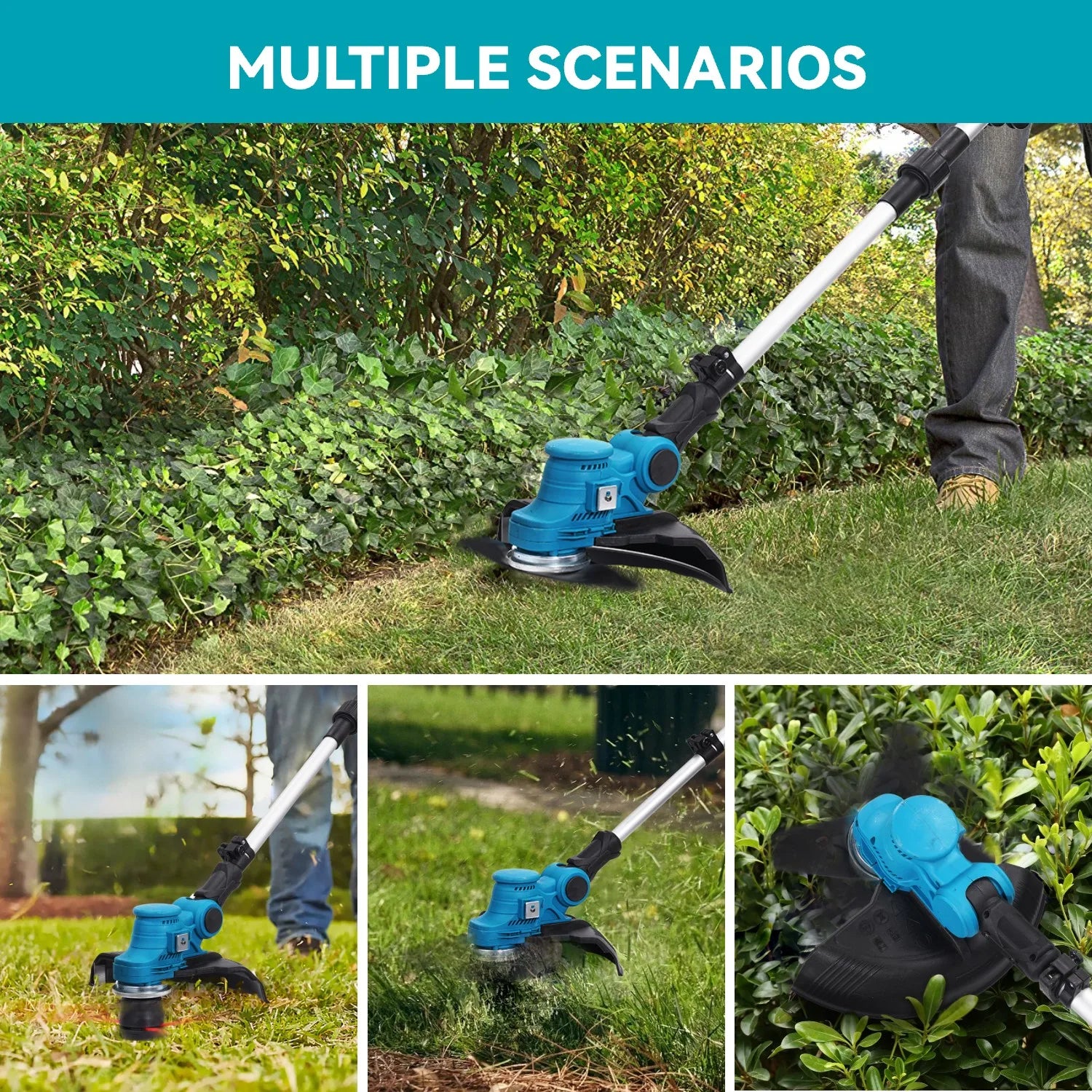 YOFIDRA 3-IN-1 Elektrischer Rasenmäher 12000 U/min Akku-Garten-Rasentrimmer Schneiden Jäten Elektrowerkzeuge für Makita 18V Batteriestift