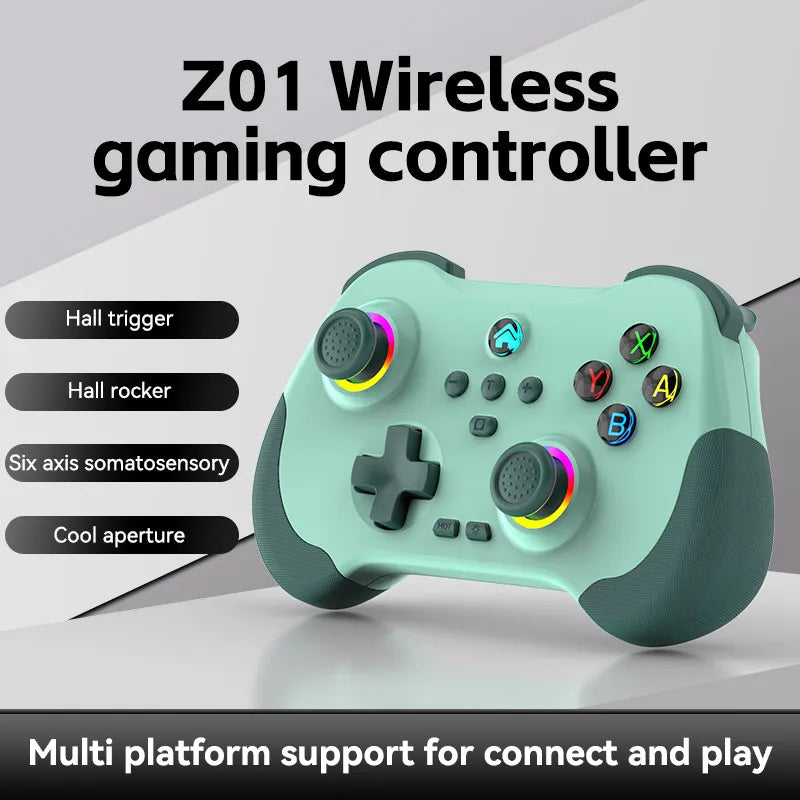 Z01 Wireless Game Controller Bluetooth 6-Axis Motion Sensor Support Turbo Programmable Hall Joystick for Switch Steam PS3 PS4 PC