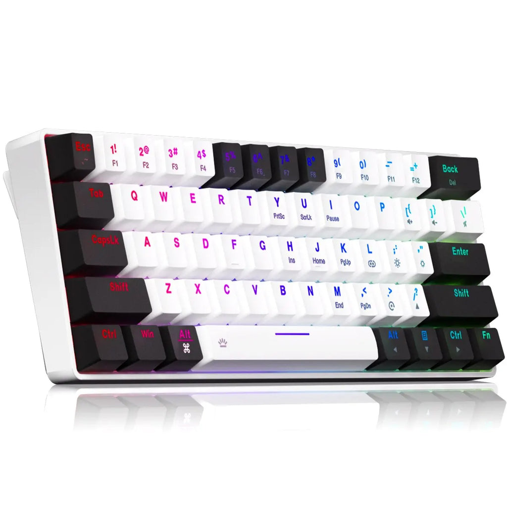 DAREU EK861S RGB Wired Mechanical Keyboard 61 Keys Red Switches ABS Keycaps N-key Rollover with Magnetic Feet