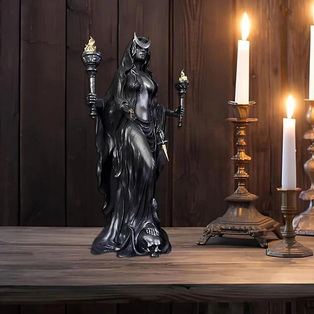 Hexe der Nacht, Heimdekoration, Halloween, Hekate, griechische Hexenstatue, Figur, moderne Hounds of Magic, Harz-Skulptur, Dekor