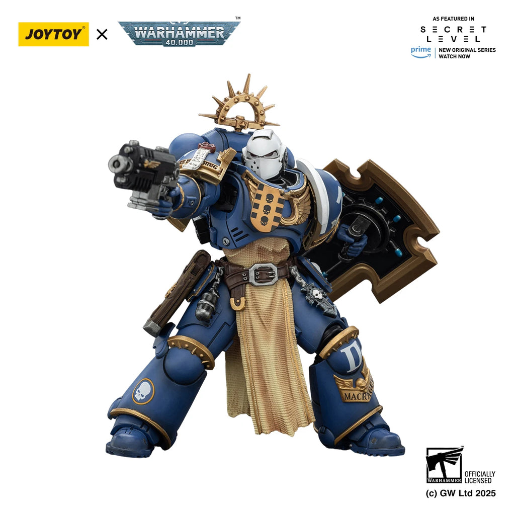 [IN STOCK]JOYTOY Warhammer 40K 1/18 Action Figures Ultramarines Levantus with Power Sword, Stormshield and Bolt Pistol