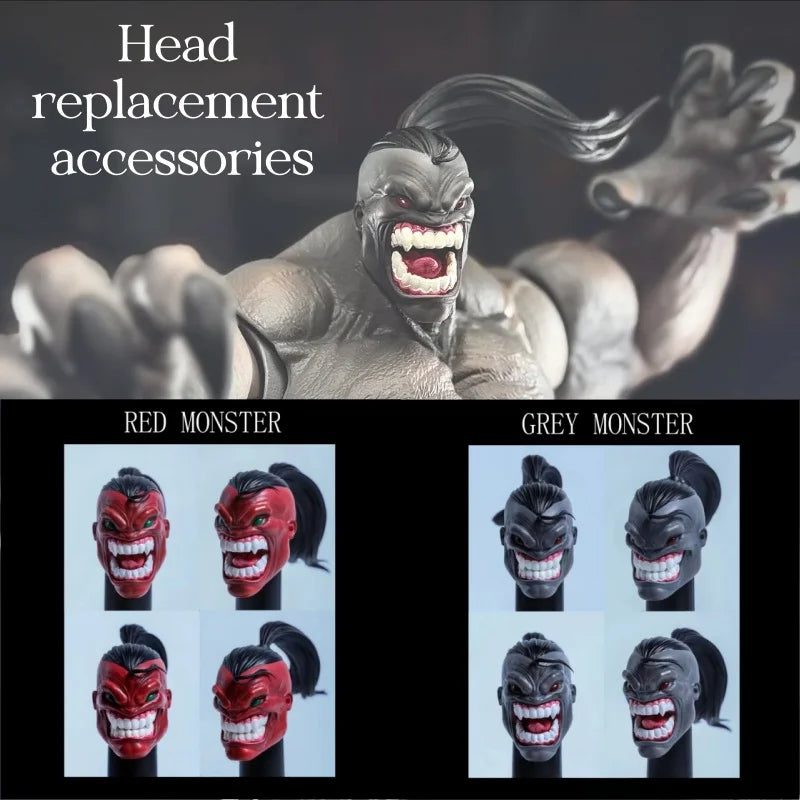 Devil Axy 1/12 Actionfigur Kopf Ersatzteile Zubehörset Muskel Rot und Grau Gesicht Statue Modell Spielzeug für Axy D001