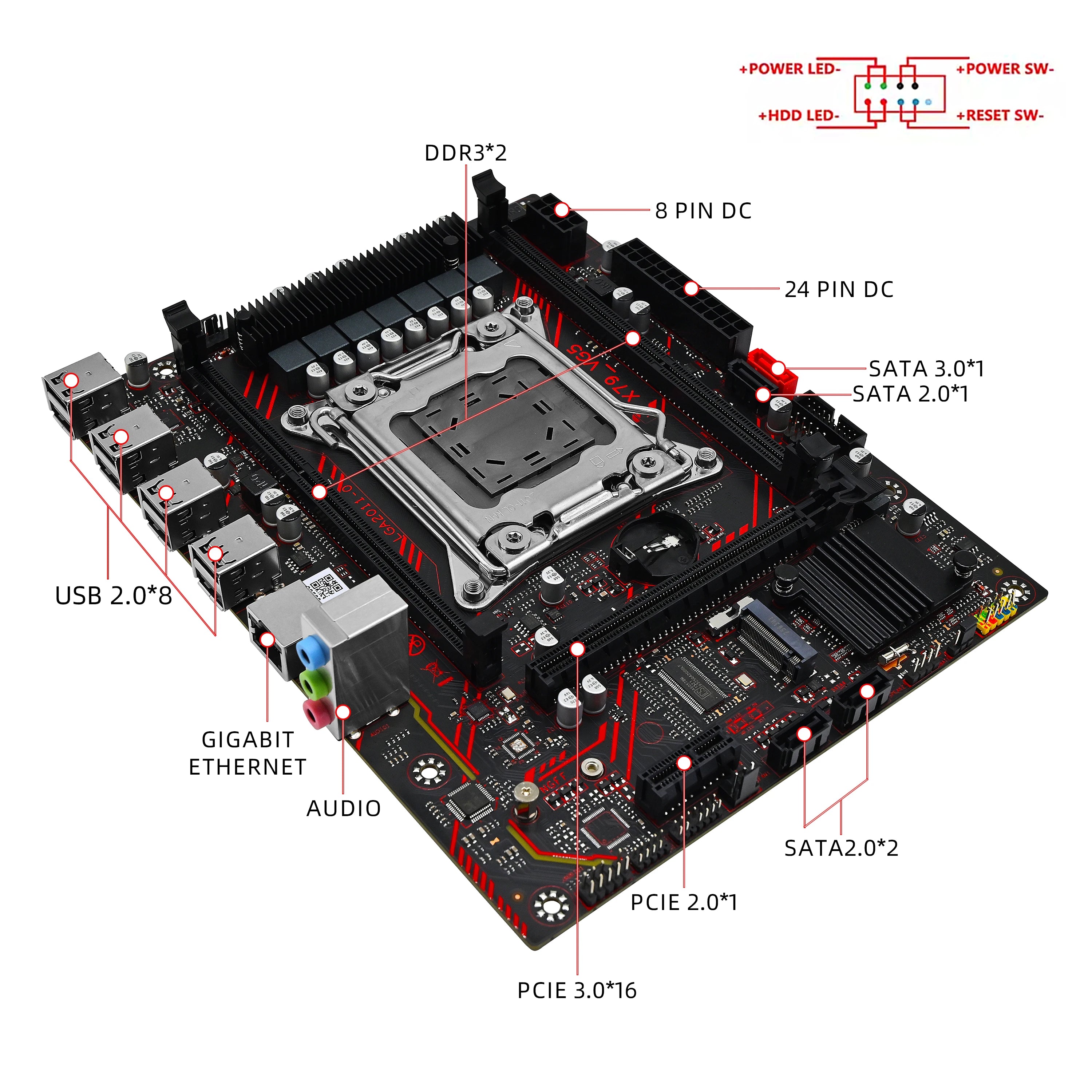 ZSUS X79 Motherboard Set Kit With Intel LGA2011 Xeon E5 2630 V2 CPU DDR3 1*16GB ECC RAM Memory Support M.2 NVME Slot