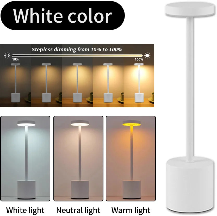 USB Rechargeable Led Night Light Desk Lamps 3 Color Touch Table Lamp Infinitely Dimmable Dining Bedside Lights Room Decor Gift