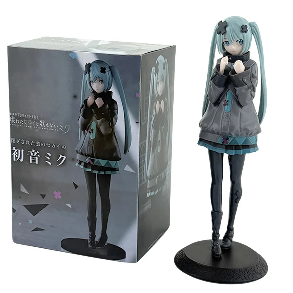 New 8inch Hatsune Miku In A World With Closed Windows Collectible Anime Action Kwaii Miku Figures Model Toys Christmas Gifts