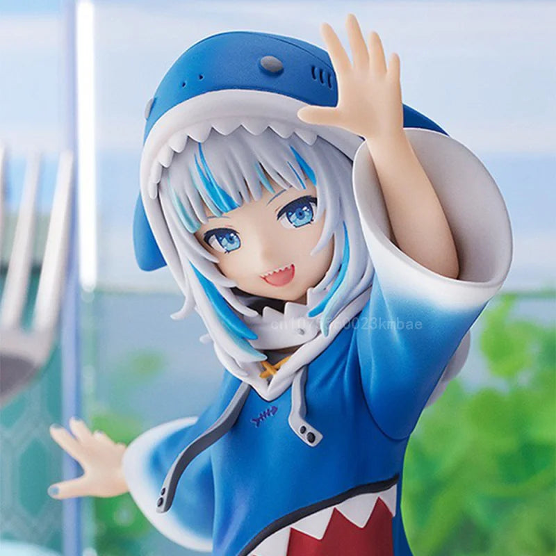 Gawr Gura Figure Hololive Anime Figure Shark Style Kawaii Cute Model 15cm PVC Statue Collection Desktop Blue Ornament GK Gifts