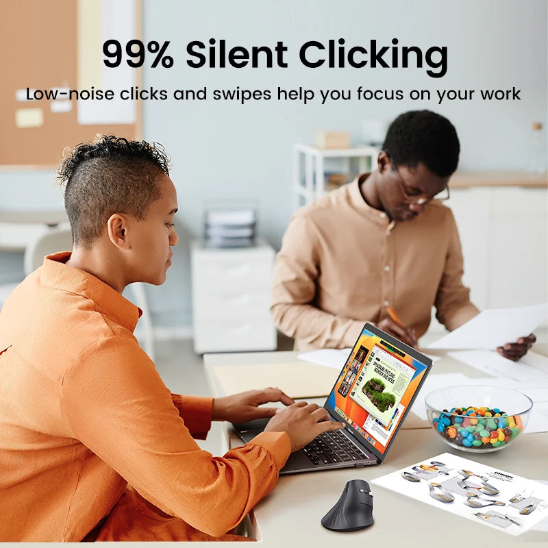 UGREEN Vertikale Maus Kabellos Bluetooth5.0 2.4G Ergonomisch 4000DPI 6 Stummschalttasten für MacBook Tablet Laptops Computer PC Mäuse