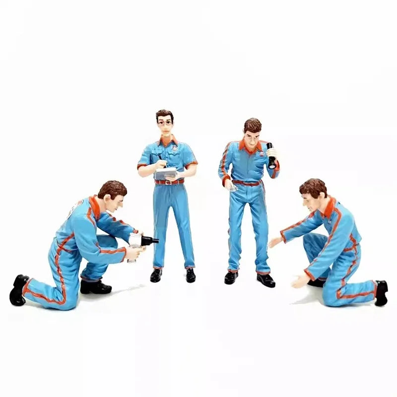 1/18 Scale 4Pcs Resin Repairman Model Vehicle Repair Factory Repair Worker Scene Accessories Action Figure Toy Gift Collection