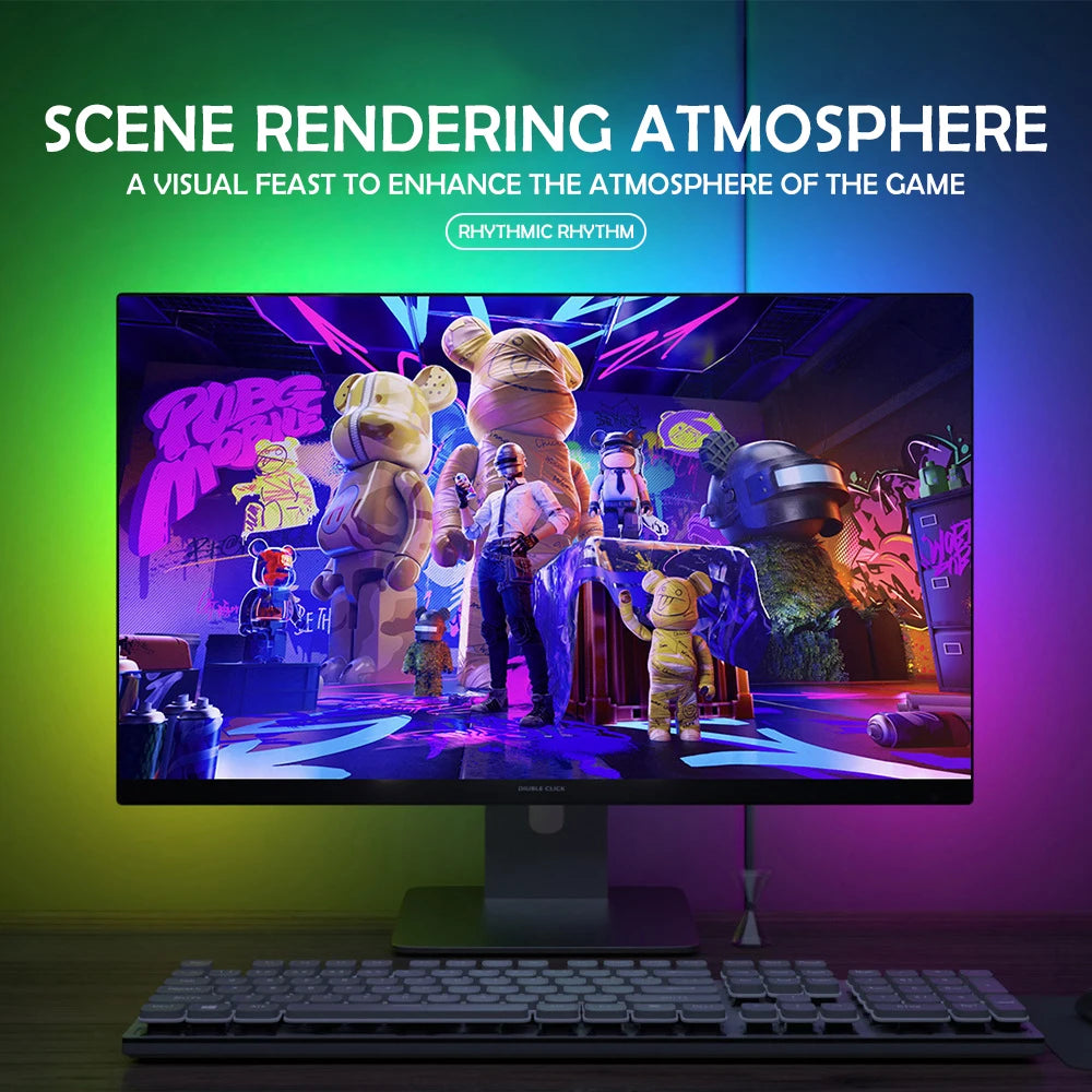 RGB Gaming Sync Light Strip Computer Monitor Light LED Backlight Color Music sync DIY Display APP Control Atmosphere Decor Lamp
