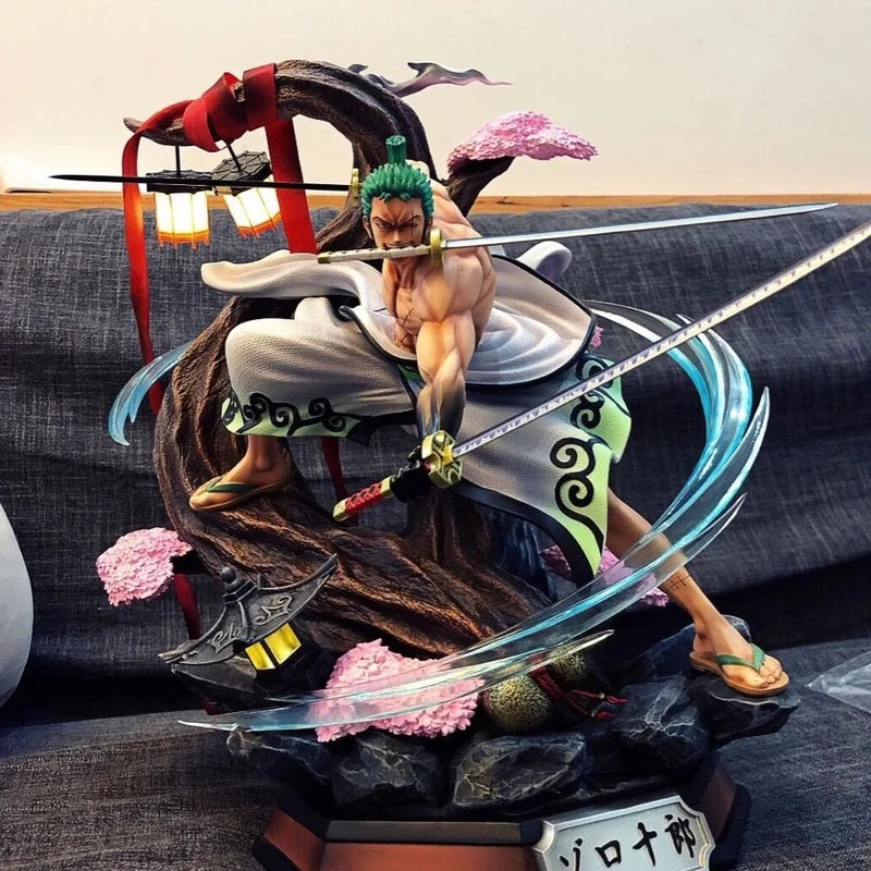 Auf Lager: One Piece Three Knives Flow Crazy Tiger Roronoa Zoro Gk Schrumpfversion Leuchtende Statue Modellbausatz Spielzeug Kindergeschenke