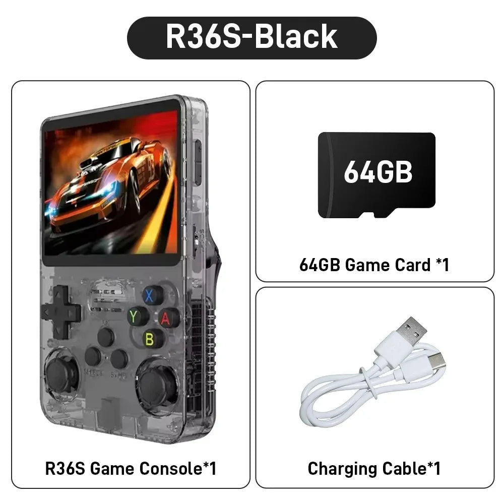 R36S Retro Handheld Video Game Console Linux System 3.5 Inch IPS Screen R35s Pro Portable Pocket Video Player 64GB/128G Games