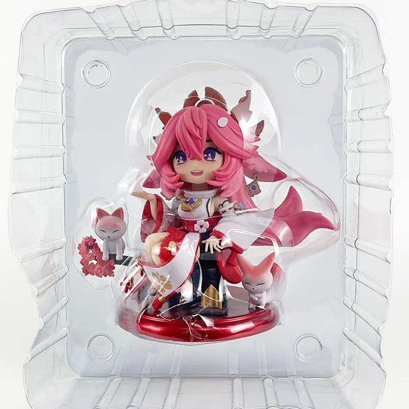 16CM New Anime Genshin Impact Yae Miko Ganyu Hu Tao Kawaii Q version Action Figure PVC Doll Model Toys ornament decoration Gifts
