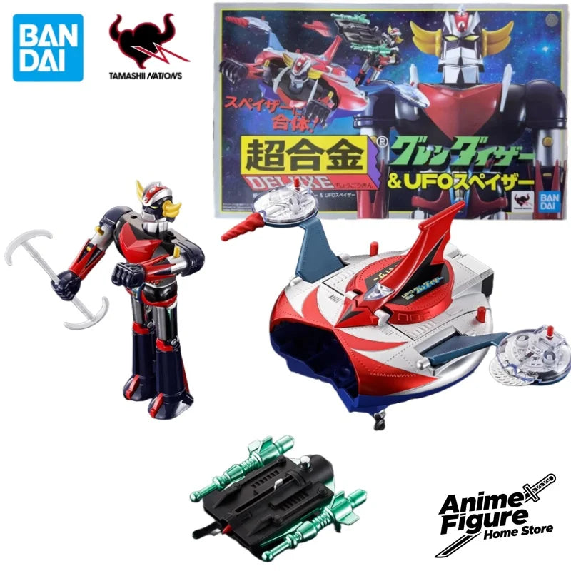 100%Original in Stock Bandai CHOGOKIN GRENDIZER & SPAZER UFO SET 1975 Replica Anime Character Toy Model Ornaments Collection